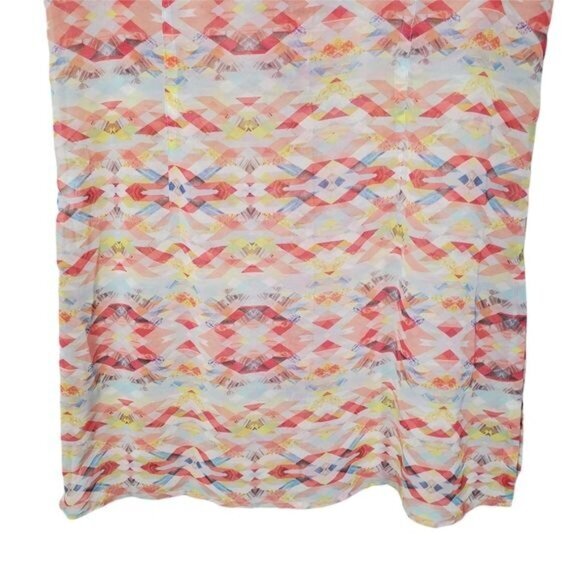 CABI Womens Blouse Medium Sheer Tunic Aztec Tribal Native‎ Print Orange Pink - Picture 9 of 12